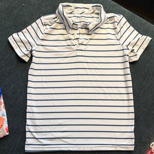 Tommy Bahama White Polo with Blue Stripes